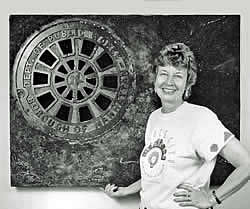 Bobbi Mastrangelo with her "Borough of Manhattan"